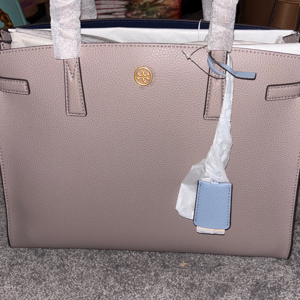 Tory Burch Elegant Gray Tote Bag